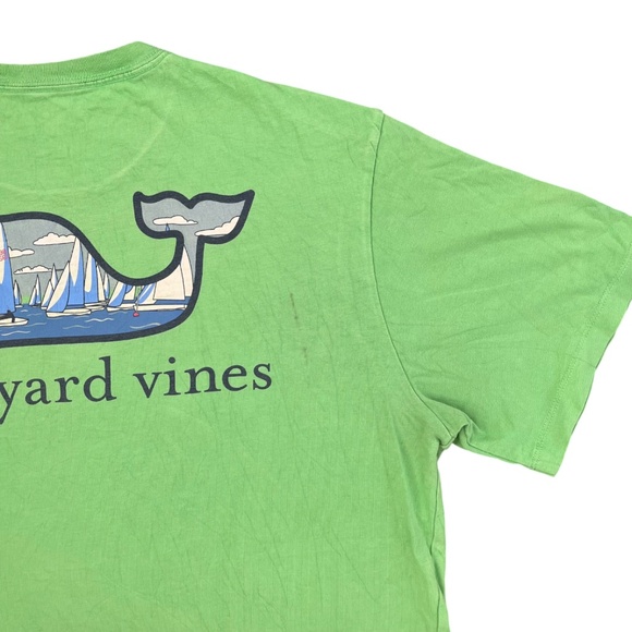 Mens Vineyard Vines Whale Sailboat Green Short Sleeve Pocket T-Shirt Size Medium - Picture 5 of 5